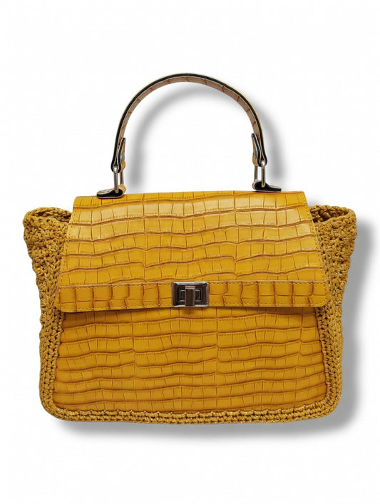 CrocSunny – Sac à main jaune embossé effet croco