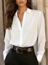Chemisier femme à manches longues et patte de boutonnage