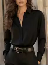 Chemisier femme à manches longues et patte de boutonnage
