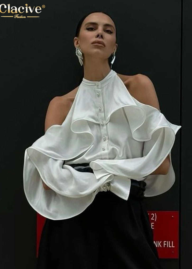 Élégant chemisier blanc pour femmes au design intemporel