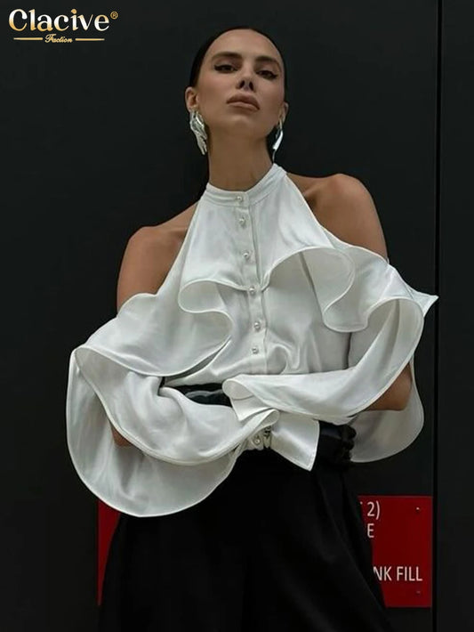 Clacive camicia da donna bianca