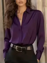 Chemisier femme à manches longues et patte de boutonnage