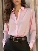 Chemisier femme à manches longues et patte de boutonnage