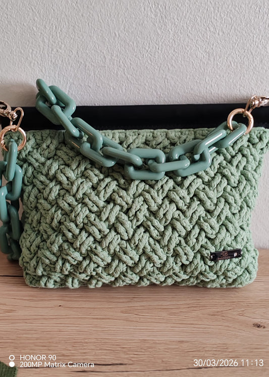 👜 Nodo Verde – Sac tressé fait main en vert sauge