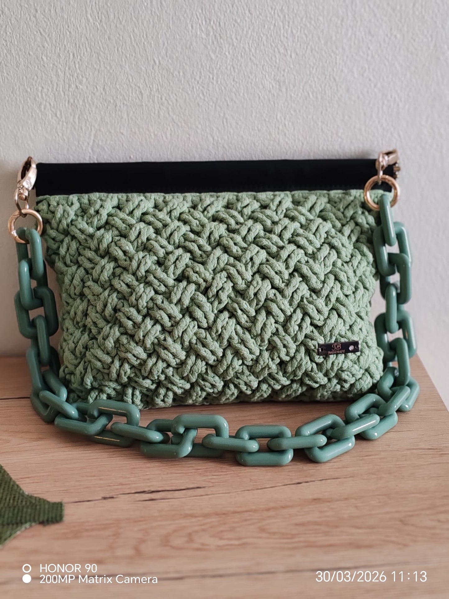 👜 Nodo Verde – Sac tressé fait main en vert sauge