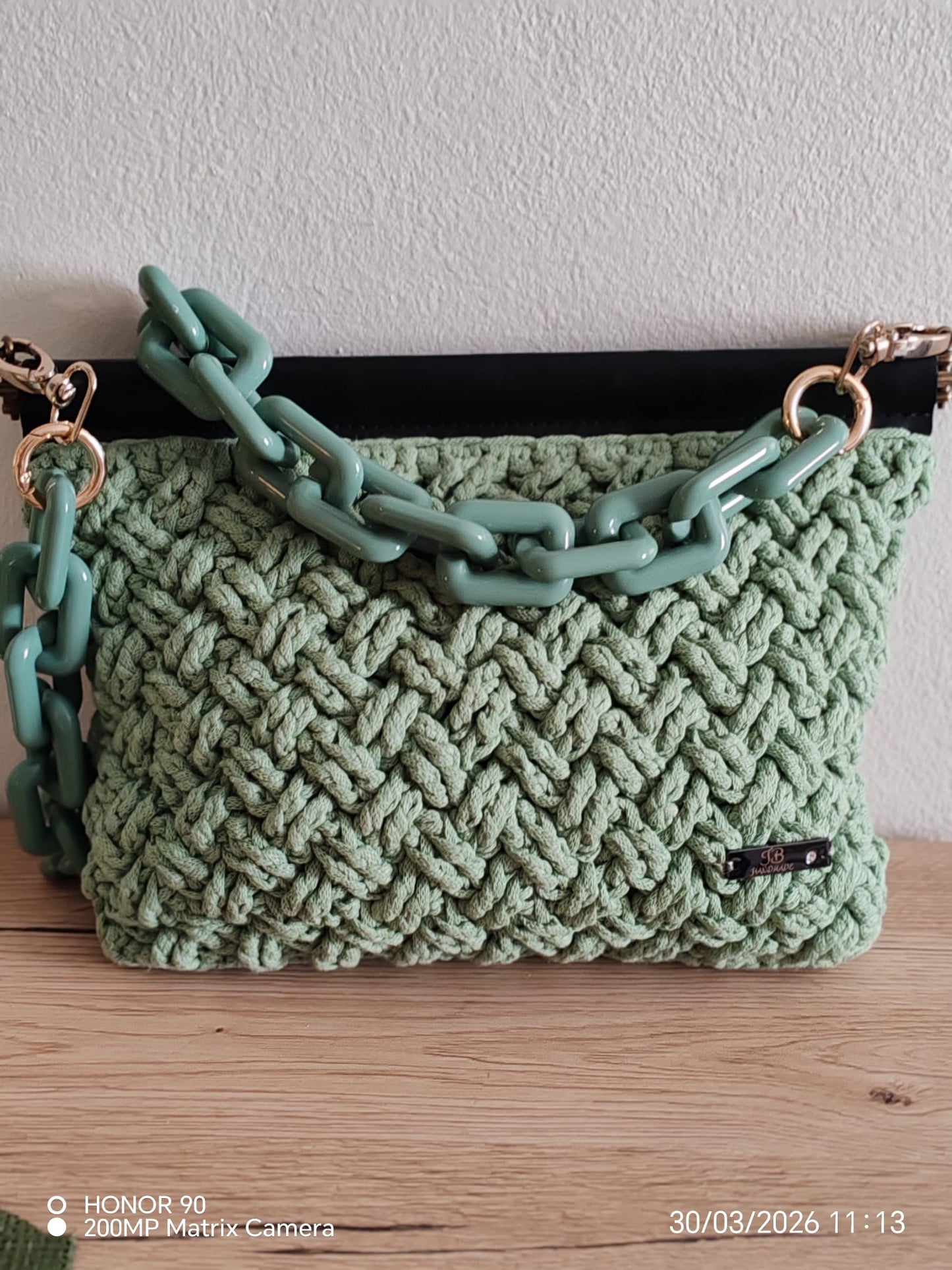 👜 Nodo Verde – Sac tressé fait main en vert sauge