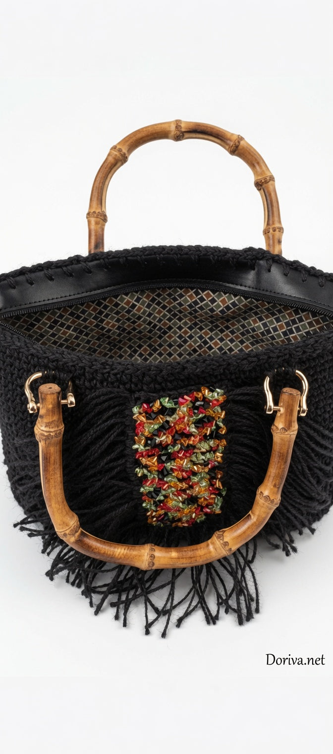 Crystal Fringe Nero